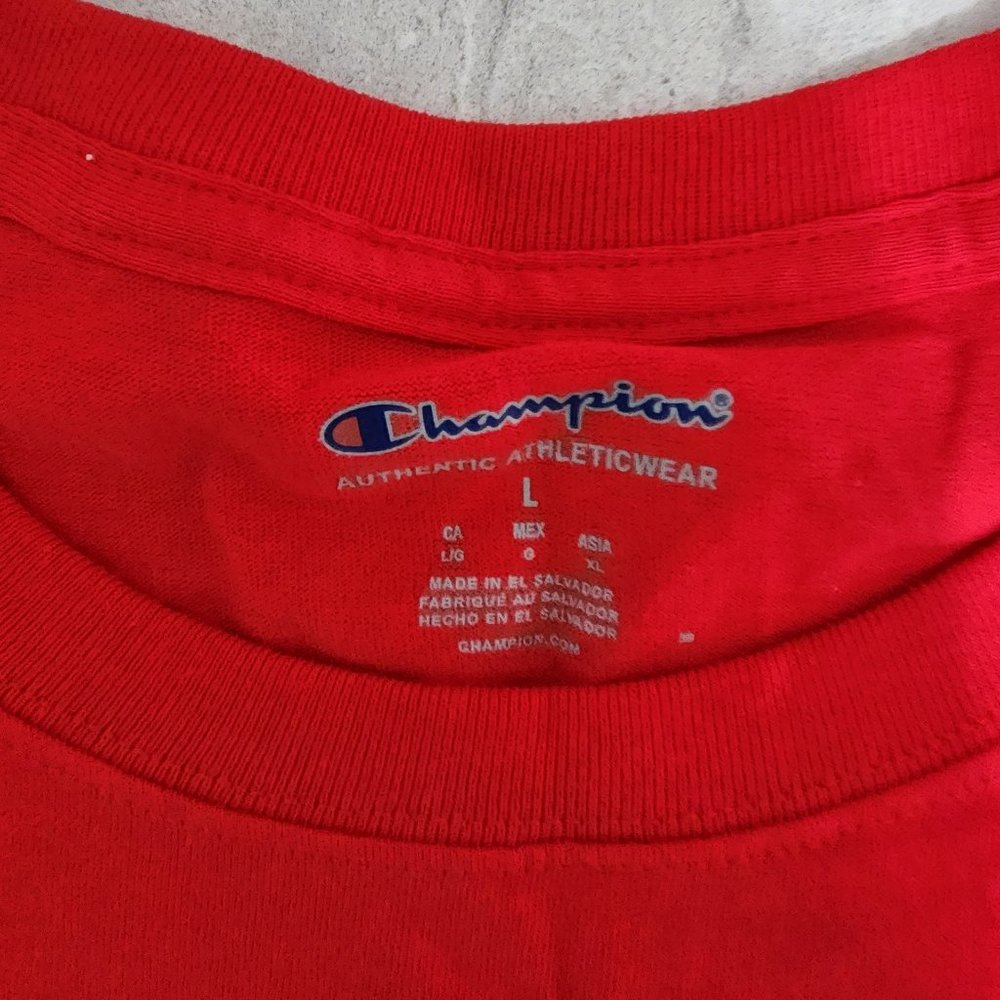 Champion Long Sleeve Shirt Men's Red Size Large & X-Large New - Picture 4 of 8